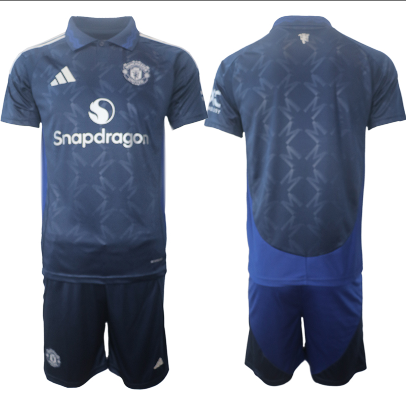 Men 2024-2025 Club Manchester United away blue blank Soccer Jersey